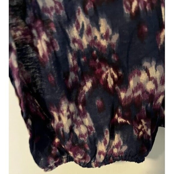 Lucky Brand Blue/Purple/White Abstract Prnt Bohochic Peasant Lng Sleeve Top Sz S - Picture 4 of 5